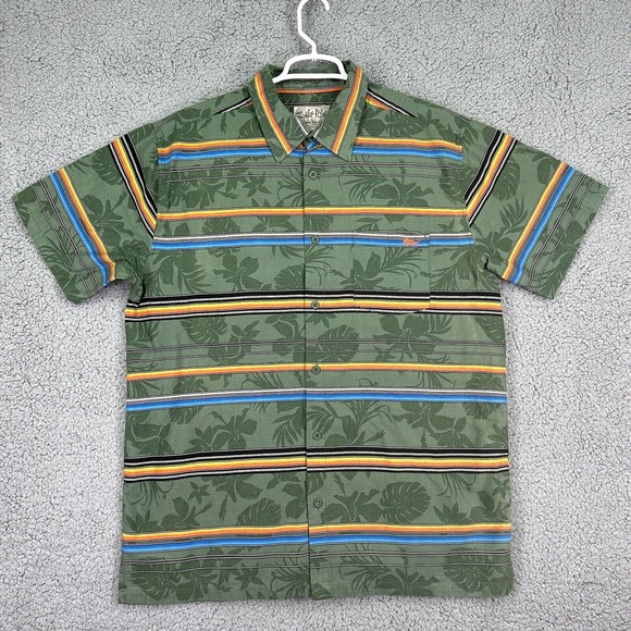 Salt Life Other - Salt Life Men's XL Hawaiian Tropical Green Button Up Striped Multicolor Floral